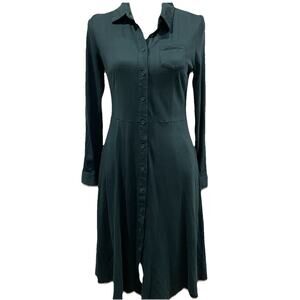 Boden Womens Susannah Button Front Shirt Dress 6P‎ Green Preppy Office Capsule